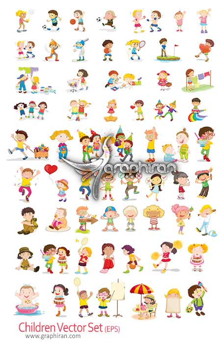 Children vector set دانلود وکتور حالات مختلف کودکان Children vector set دانلود وکتور حالات مختلف کودکان