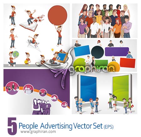 People advertising business vector set People advertising business vector set