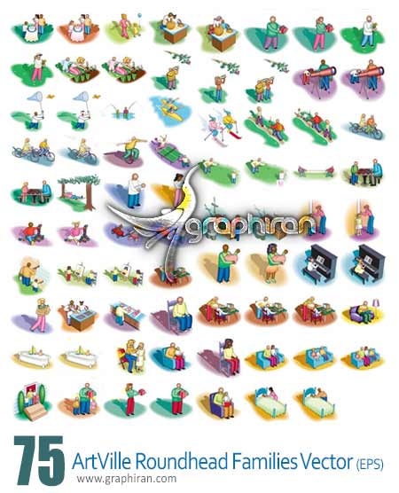 ArtVille Roundhead Families تصاویر وکتور اعضای خانوادگی
