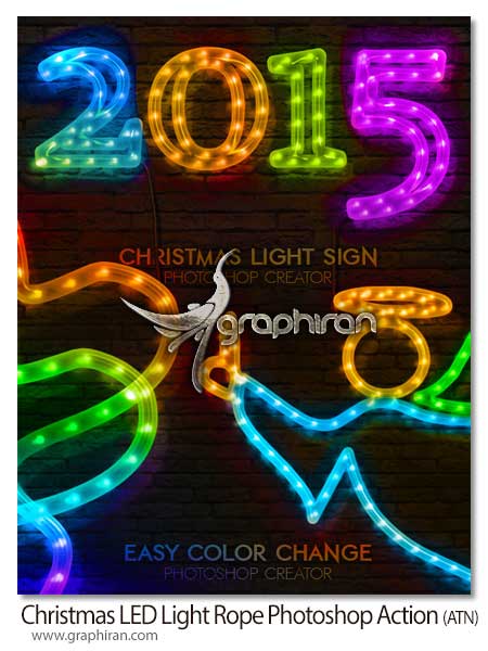 اکشن فتوشاپ افکت ریسه LED کریسمس
