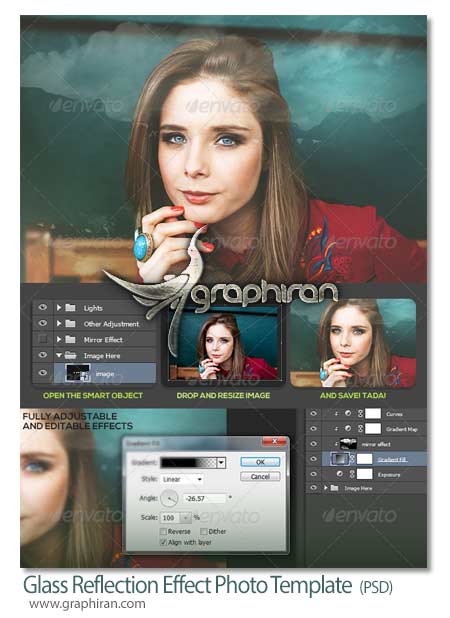 قاب عکس افکت انعکاس شیشه