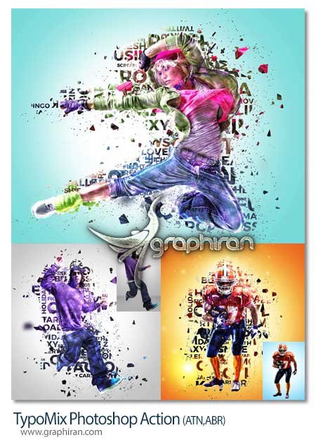 اکشن فتوشاپ ترکیب تایپوگرافی حروف و عکس
