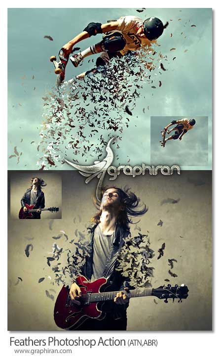 اکشن فتوشاپ پخش شدن پر در اطراف عکس