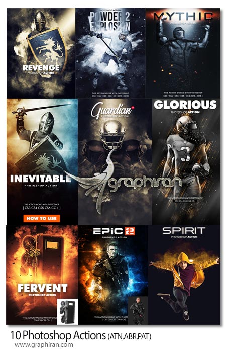 مجموعه 10 اکشن حرفه ای فتوشاپ Photoshop Actions Bundle