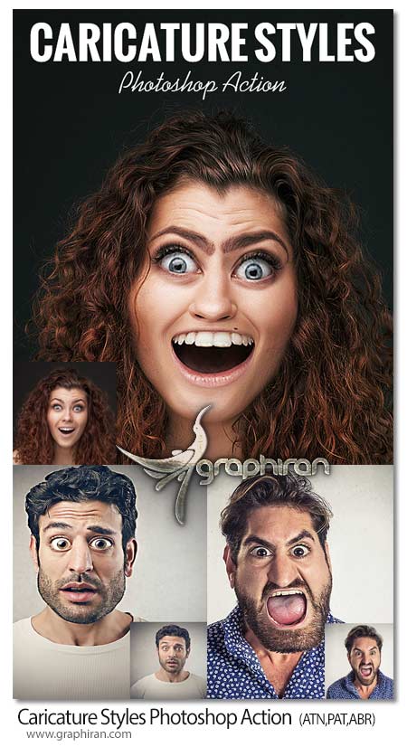 اکشن فتوشاپ تبدیل چهره عادی به کاریکاتور