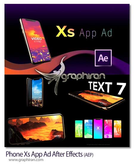 پروژه افتر افکت تبلیغات اپلیکیشن روی گوشی آیفون XS