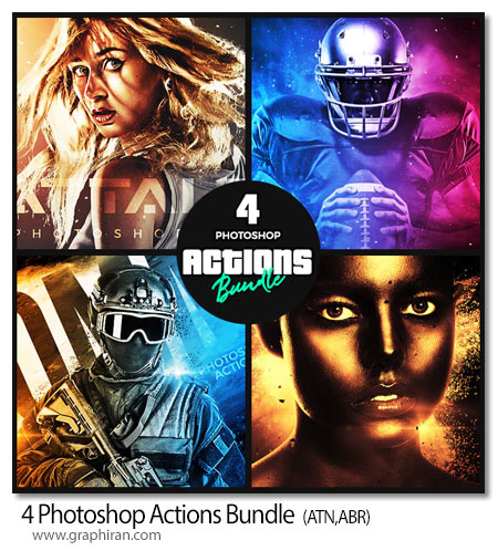 دانلود 4 اکشن جذاب و قدرتمند فتوشاپ Photoshop Actions Bundle