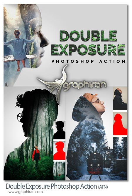 دانلود اکشن فتوشاپ دابل اکسپوژر Double Exposure Photoshop Action
