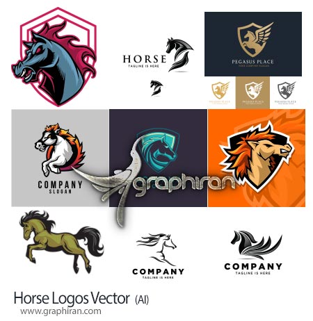 دانلود طرح های لوگو اسب وکتور لایه باز Horse Logos Vector