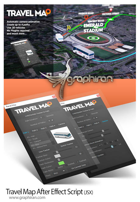 دانلود Travel Map اسکریپت افترافکت ساخت نقشه و مسیر حرکت + فیلم آموزش