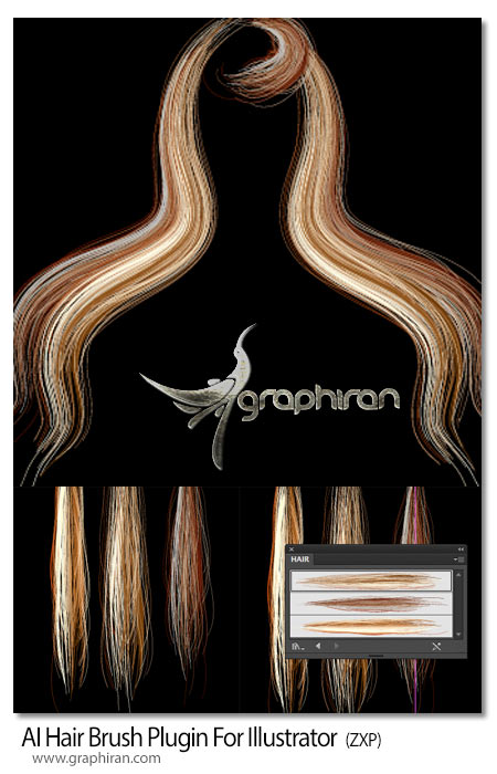 AI Hair Brushدانلود پلاگین ایلوستریتور ساخت مو سر