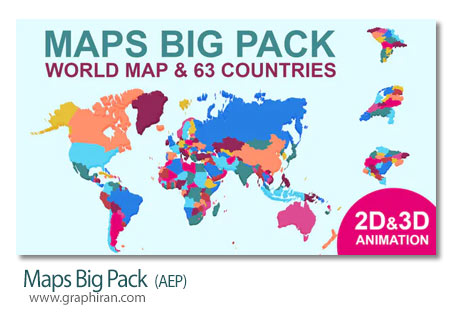 دانلود رایگان پروژه افترافکت نقشه جهان Maps Big Pack