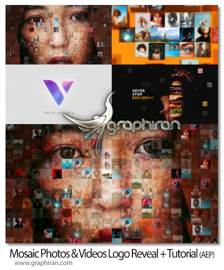 پروژه افترافکت نمایش موزاییکی Mosaic Photos & Videos Logo Reveal