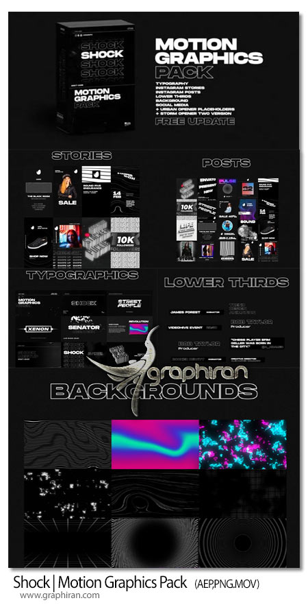 دانلود رایگان پک موشن گرافیک افترافکت Shock Motion Graphics Pack V1.4