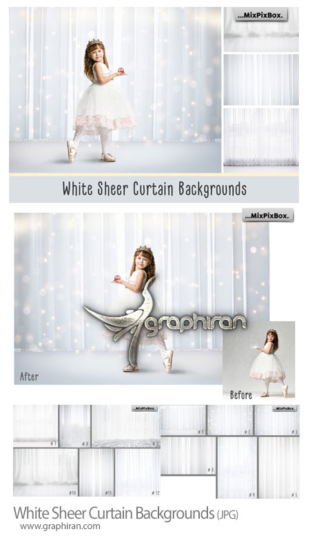 دانلود تصاویر بک گراند پرده حریری سفید White Sheer Curtain Backgrounds