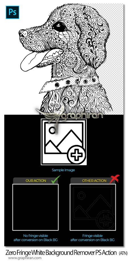 اکشن فتوشاپ حذف دقیق بکگراند سفید Zero Fringe White Background Remover PS Action