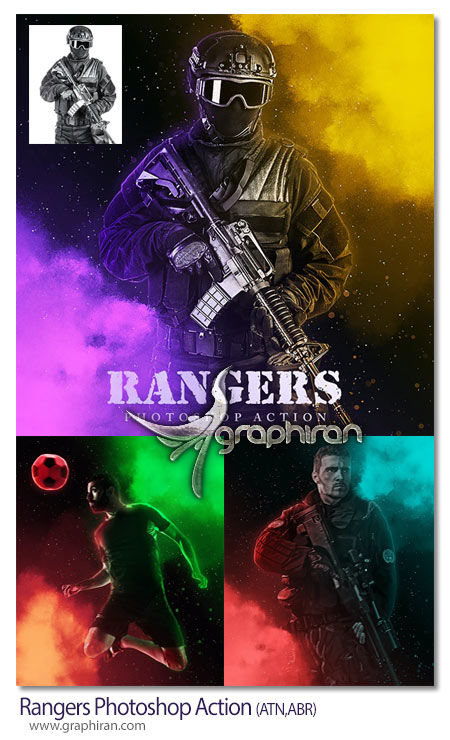اکشن فتوشاپ رنجرز با رنگ های متنوع Rangers Photoshop Action