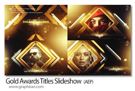 دانلود پروژه افترافکت اسلایدشو جوایز رسانه ای Gold Awards Titles Slideshow