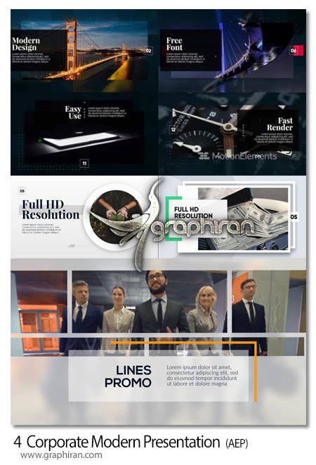 دانلود 4 پروژه آماده افترافکت پرزنتیشن تجاری مدرن Corporate Modern Presentation