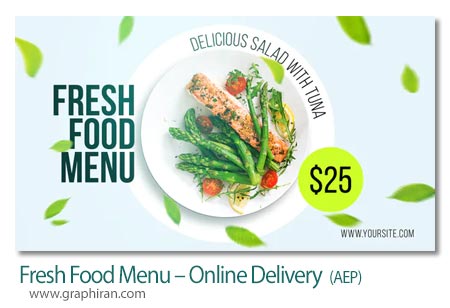 دانلود پروژه افترافکت منوی سفارش غذا آنلاین Fresh Food Menu Online Delivery