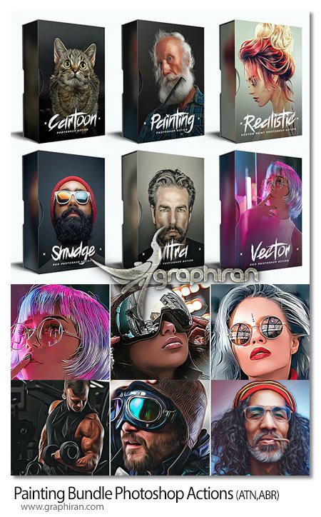 دانلود باندل پک اکشن فتوشاپ نقاشی Painting Bundle Photoshop Actions
