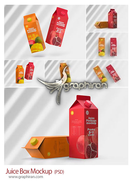 دانلود 6 موکاپ پاکت آبمیوه