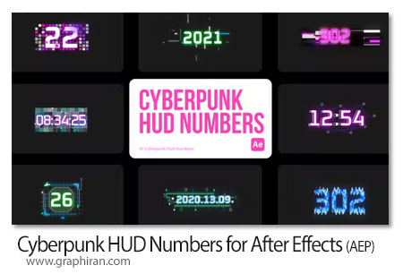 پروژه افترافکت نمایش HUD اعداد سایبرپانک