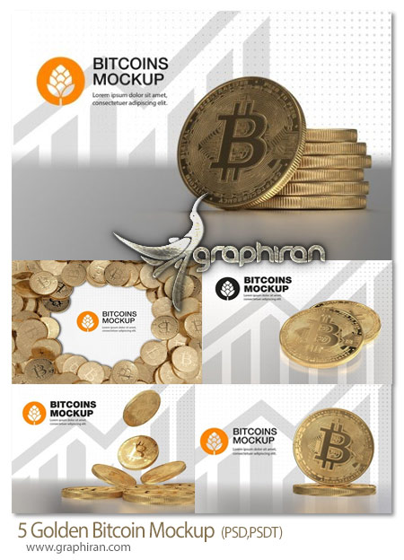 دانلود 5 موکاپ بیتکوین طلایی