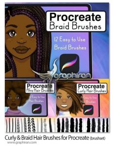 دانلود پک براش پروکریت موی فر Curly & Braid Hair Brushes for Procreate دانلود پک براش پروکریت موی فر