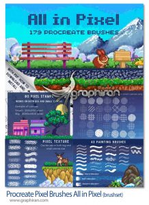 دانلود 179 براش پروکریت پیکسلی Procreate Pixel Brushes All in Pixel براش پروکریت پیکسلی