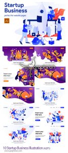 دانلود 10 طرح تصویرسازی فلت استارت آپ Startup Business Illustration طرح تصویرسازی فلت استارت آپ