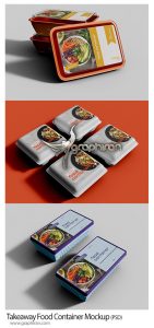 دانلود 3 موکاپ ظرف غذا یکبار مصرف بیرون بر Takeaway Food Container Mockup دانلود 3 موکاپ ظرف غذای یکبار مصرف بیرون بر