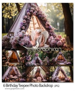 دانلود تصاویر بک دراپ چادر و گل Teepee Photo Backdrop دانلود تصاویر بک دراپ چادر و گل