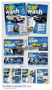 دانلود ست ادارای کامل کارواش لایه باز Car Wash Corporate Set دانلود ست ادارای کامل کارواش لایه باز