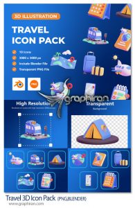 دانلود مجموعه آیکون 3 بعدی موضوع مسافرت Travel 3D Icon Pack Ui8.net دانلود مجموعه آیکون 3 بعدی موضوع مسافرت