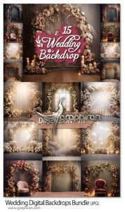 دانلود مجموعه بک دراپ عروسی اتاق با گل های لاکچری Wedding Digital Backdrops Bundle دانلود مجموعه بک دراپ عروسی اتاق با گل های لاکچری