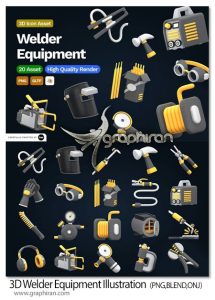 دانلود آبجکت و آیکون های سه بعدی جوشکاری 3D Welder Equipment Illustration دانلود آبجکت و آیکون های سه بعدی جوشکاری