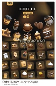 دانلود آبجکت و آیکون های 3 بعدی قهوه و لوازم کافه Coffee 3D Icons Ui8.net دانلود آبجکت و آیکون های 3 بعدی قهوه و لوازم کافه