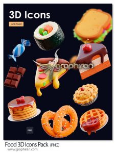 دانلود رایگان آیکون های سه بعدی مواد غذایی مختلف Food 3D Icons Pack دانلود آیکون های سه بعدی مواد غذایی مختلف