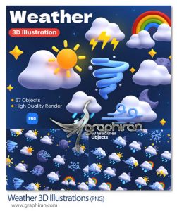 دانلود آیکون های سه بعدی المان های آب و هوا Weather 3D Illustrations دانلود آیکون های سه بعدی المان های آب و هوا