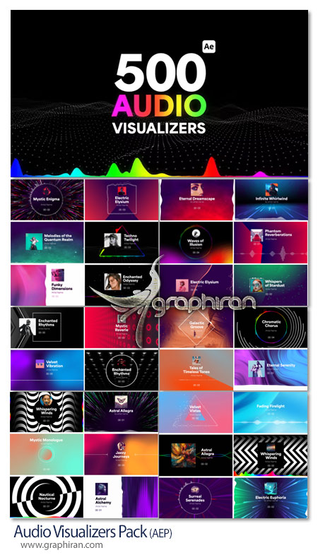 دانلود 500 ویژوالایزر آهنگ حرفه ای افترافکت Audio Visualizers Pack