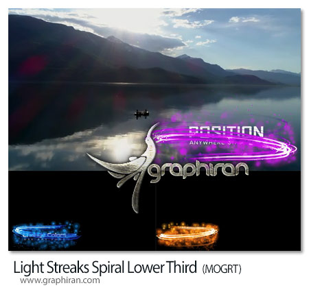 پروژه پریمیر زیرنویس طرح نورهای چرخشی Light Streaks Spiral Lower Third