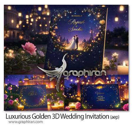 پروژه افترافکت دعوت عروسی 3 بعدی لاکچری طلایی
