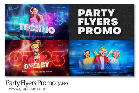 پروژه افترافکت تیزرهای تبلیغاتی خواننده و اجرای زنده Party Flyers Promo