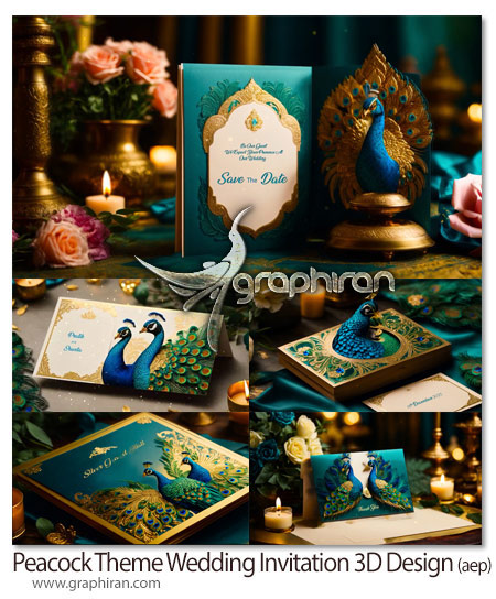 پروژه افترافکت دعوت عروسی سه بعدی با تم طاووس