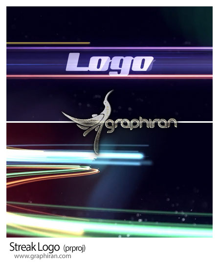 پروزه پریمیر نمایش لوگو با افکت خطوط نور متحرک Streak Logo