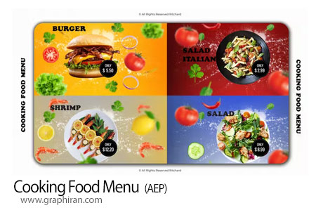 دانلود پروژه افترافکت منو پخت غذا Cooking Food Menu