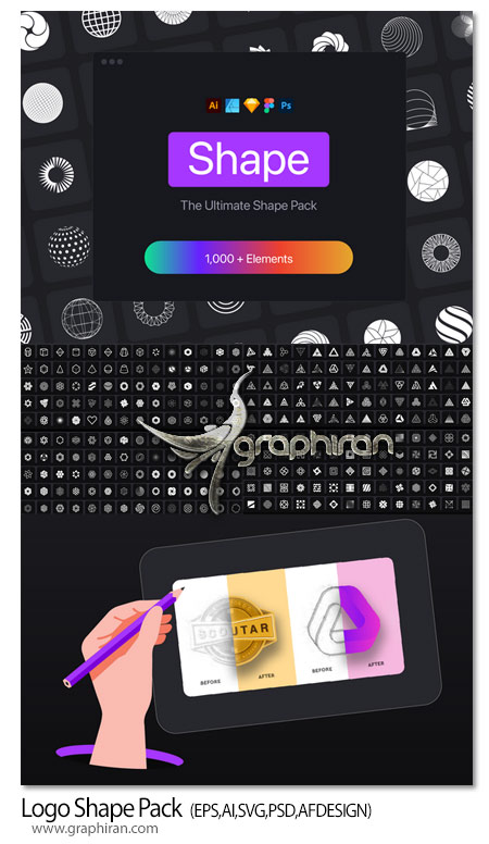 دانلود پک 1000 شکل طراحی لوگو Logo Shape Pack