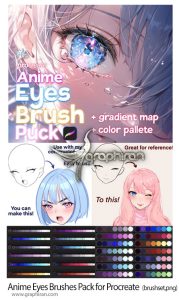 دانلود براش پروکریت چشم شخصیت های انیمه Anime Eyes Brushes Pack for Procreate دانلود براش پروکریت چشم شخصیت های انیمه