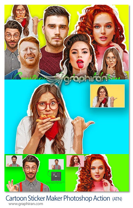 اکشن فتوشاپ ساخت استیکر کارتونی